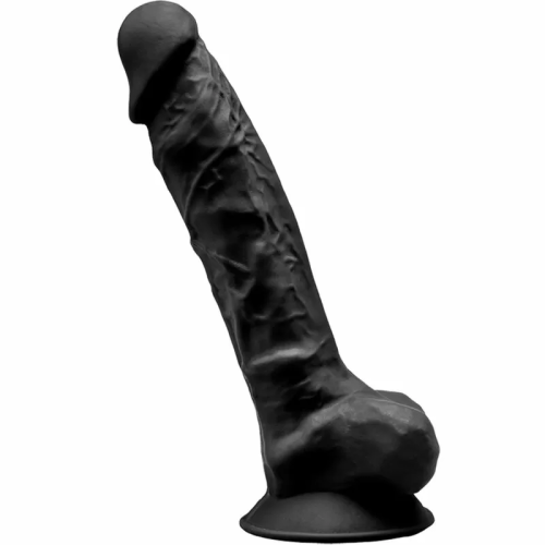 MODELO 1 PENE REALISTICO SILICONA PREMIUM SILEXPAN NEGRO 23 CM