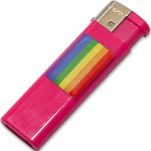 MECHERO FUSCIA CON BANDERA LGBT