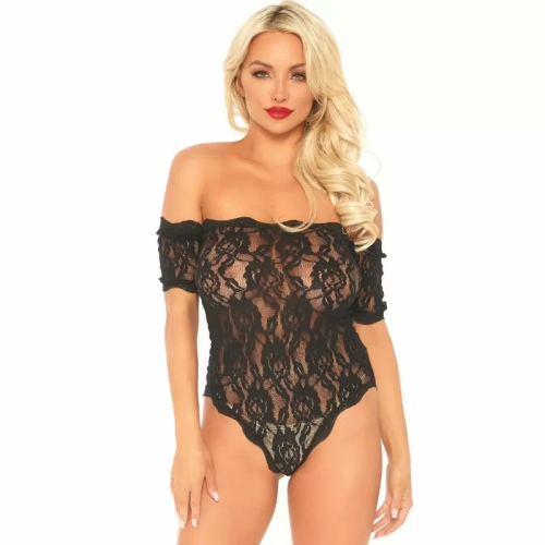 LEG AVENUE TEDDY DE ENCAJE FLORAL S/M