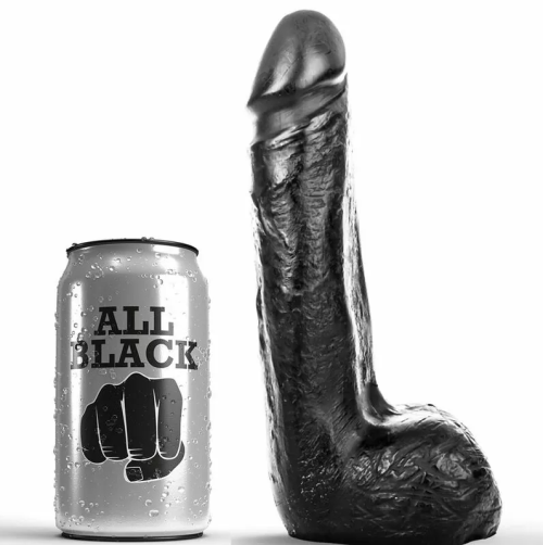 ALL BLACK DILDO REALISTICO NEGRO SUAVE 20 CM