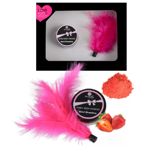 SECRETPLAY POLVOS COMESTIBLES SABOR A FRESAS CON PLUMA