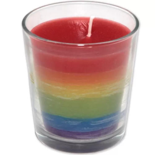 VASO VELA CON LA BANDERA LGBT